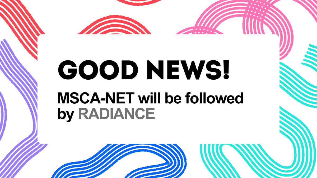 MSCA-NET (@mscanetwork) on Twitter photo 😃Announcement😃MSCA-NET will be followed by 'RADIANCE'! The support material, training opportunities for #MSCA NCPs & the scientific community will continue & new tasks to improve our services. MSCA-NET ends in Feb '25, RADIANCE starts in spring 🌸<a href="/MarieCurie_NCP/">Per M.Kommandantvold & mscancp.blsk.social</a> <a href="/REA_research/">European Research Executive Agency</a> 😃Announcement😃MSCA-NET will be followed by 'RADIANCE'! The support material, training opportunities for #MSCA NCPs & the scientific community will continue & new tasks to improve our services. MSCA-NET ends in Feb '25, RADIANCE starts in spring 🌸<a href="/MarieCurie_NCP/">Per M.Kommandantvold & mscancp.blsk.social</a> <a href="/REA_research/">European Research Executive Agency</a>