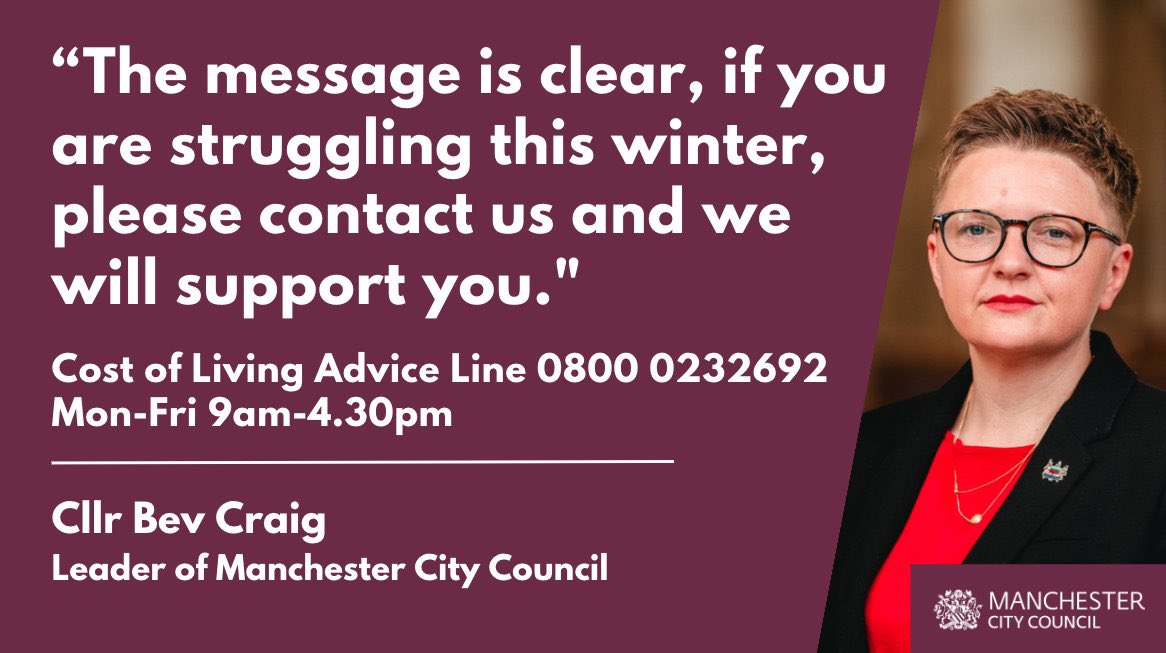 Gavin White (@gavinwhite76) on Twitter photo Good to hear at our full council meeting today the help and financial support our <a href="/ManCityCouncil/">Manchester City Council</a> cost of living advice line has given to 1,000s of residents in Manchester.
Call the helpline today on:
☎️ 0800 023 2692
or look in more detail at:
🫶 manchester.gov.uk/coladvice Good to hear at our full council meeting today the help and financial support our <a href="/ManCityCouncil/">Manchester City Council</a> cost of living advice line has given to 1,000s of residents in Manchester.
Call the helpline today on:
☎️ 0800 023 2692
or look in more detail at:
🫶 manchester.gov.uk/coladvice