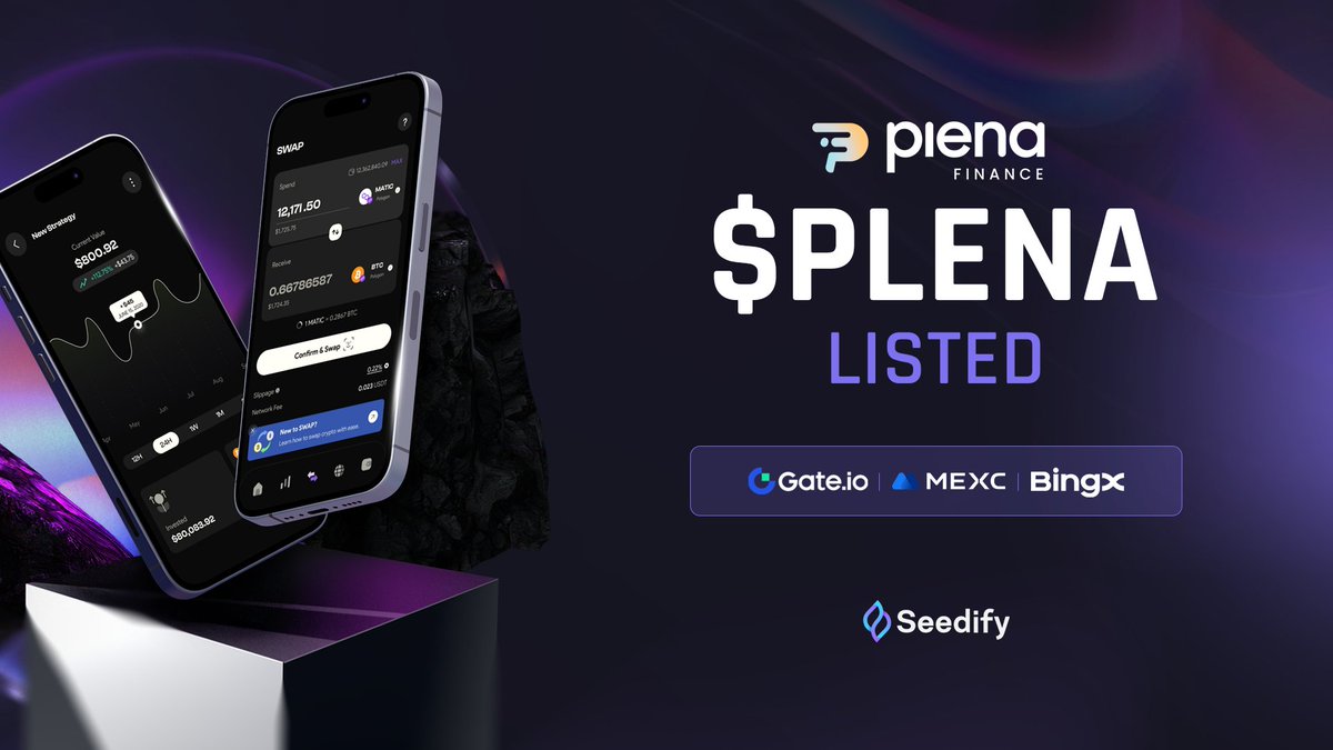 Listed, listed 📣

$PLENA is already available at @gate_io, <a href="/MEXC_Official/">MEXC</a> , and <a href="/BingXOfficial/">BingX</a>.

All <a href="/PlenaFinance/">Plena - Crypto Super App</a> IDO participants can claim their tokens on our website from 12:15 pm UTC 💻

🔗Chain: BNB
💲Symbol: $PLENA
🔢Contract: 0xF54b110B84aB2033330eD64C645A136Ef0dDe683
🔐