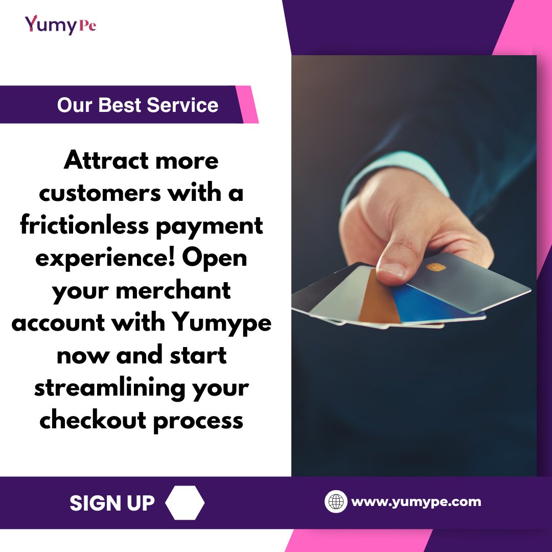 Boost your business with seamless payments! 🚀 Open a merchant account with Yumype today and simplify your checkout process.

#YumypeMerchant #FrictionlessPayments #Yumype #GrowYourBusiness #EasyCheckout #MerchantSolutions #OnlinePayments #BusinessGrowth #FrictionlessCheckout