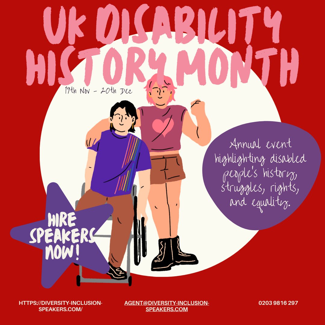 Diversity & Inclusion Speakers Agency (@diversity_agent) on Twitter photo This #IDPD, let’s celebrate the achievements of disabled people & elevate their voices during #UKDisabilityHistoryMonth. 💡🌟
Explore our inspiring #DisabilityAwareness speakers: diversity-inclusion-speakers.com/topics/disabil…
🎉 Learn how to celebrate: diversity-inclusion-speakers.com/news/general-n… This #IDPD, let’s celebrate the achievements of disabled people & elevate their voices during #UKDisabilityHistoryMonth. 💡🌟
Explore our inspiring #DisabilityAwareness speakers: diversity-inclusion-speakers.com/topics/disabil…
🎉 Learn how to celebrate: diversity-inclusion-speakers.com/news/general-n…