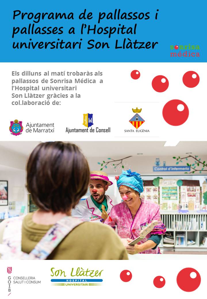Sonrisa Médica (@sonrisamedica) on Twitter photo Agraïm a <a href="/AjMarratxi/">Ajuntament Marratxí</a>, <a href="/AjConsell/">Ajuntament Consell</a> i Ajuntament de Santa Eugènia l’aportació per fer posible el programa de pallassos d’hospital 2024 a Hospital Son Llàtzer els dilluns. Gràcies per pitjar cap a un entorn sanitari més humà.
#AjuntamentsAmbSonrisaMédica #HumanitzacióDelsHospital Agraïm a <a href="/AjMarratxi/">Ajuntament Marratxí</a>, <a href="/AjConsell/">Ajuntament Consell</a> i Ajuntament de Santa Eugènia l’aportació per fer posible el programa de pallassos d’hospital 2024 a Hospital Son Llàtzer els dilluns. Gràcies per pitjar cap a un entorn sanitari més humà.
#AjuntamentsAmbSonrisaMédica #HumanitzacióDelsHospital