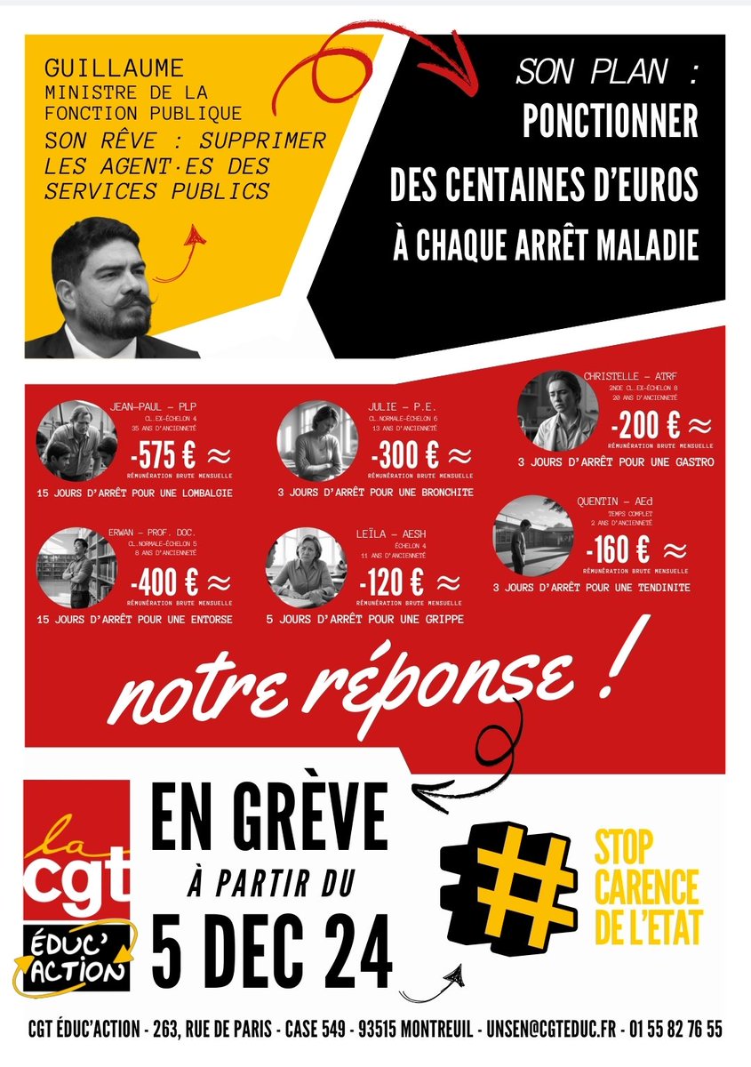 Le plan de #Kasbarian , pour l' indemnisation des arrêts maladie concrètement,  c'est ça : 
#joursdecarence
#greve 
#5decembre