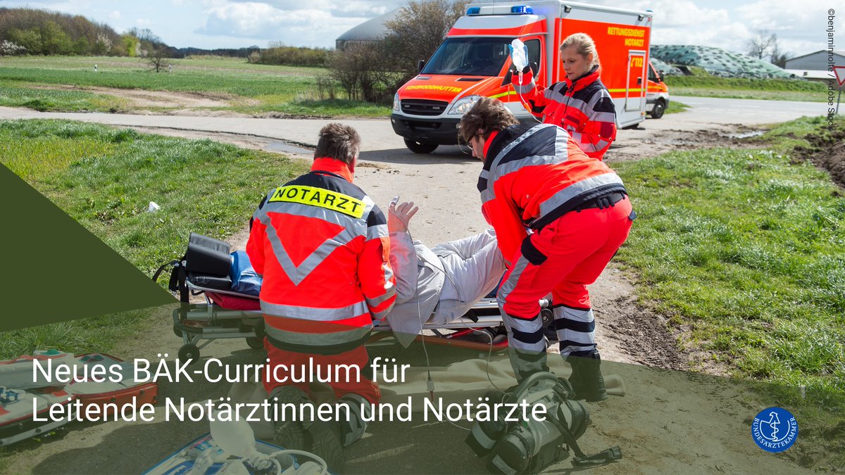Der  #BÄK-Vorstand hat in seiner Sitzung im November 2024 das neue BÄK-Curriculum „Leitender #Notarzt/Leitende  Notärztin“  einstimmig verabschiedet.                                                               

bundesaerztekammer.de/presse/aktuell… 

#notfallversorgung #rettungsdienst