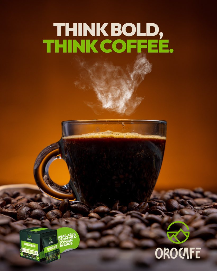 OrocafeUg's tweet photo. Kickstart bold ideas with a bold brew.
Check out our Espresso Blend, now available to order on Jumia or in Carrefour stores near you
#Orocafe #CoffeLover #Coffetime https://t.co/8V0YfhWcc2