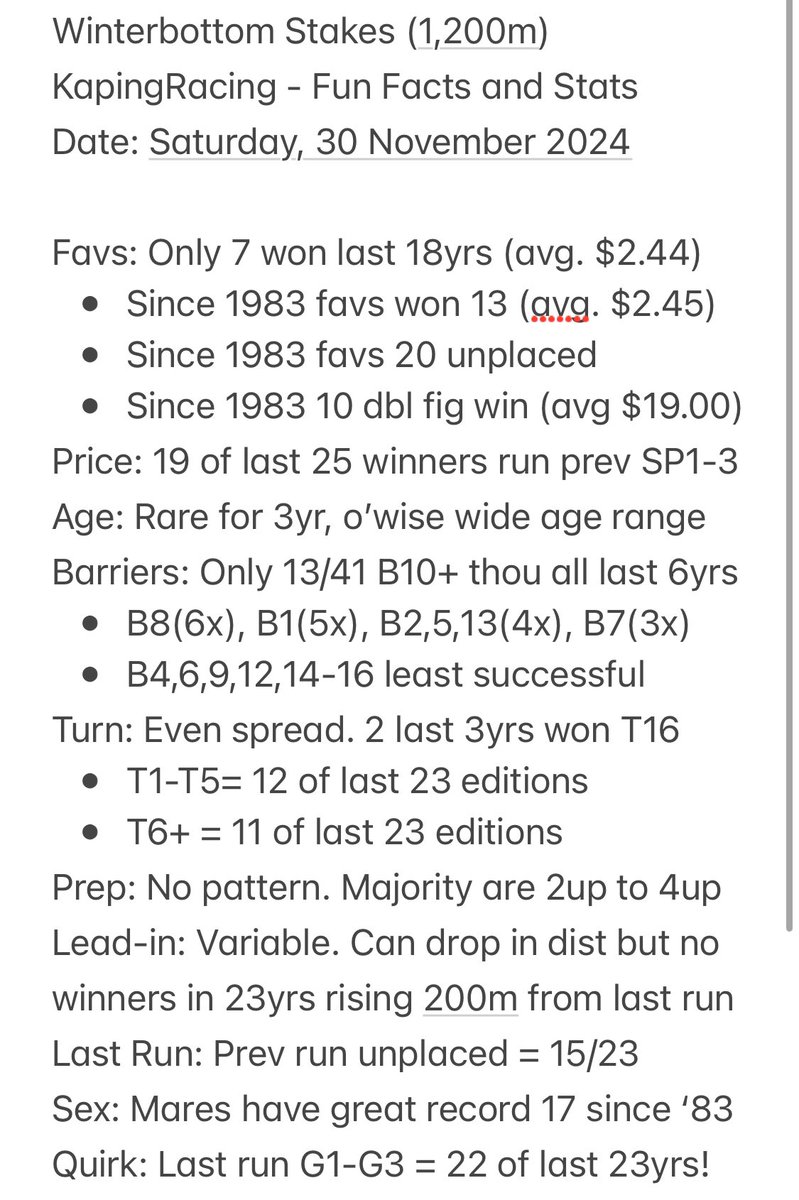 KapingRacing's tweet photo. Winterbottom Stakes - Fun Facts &amp; Stats. https://t.co/uqtUz3k5n6