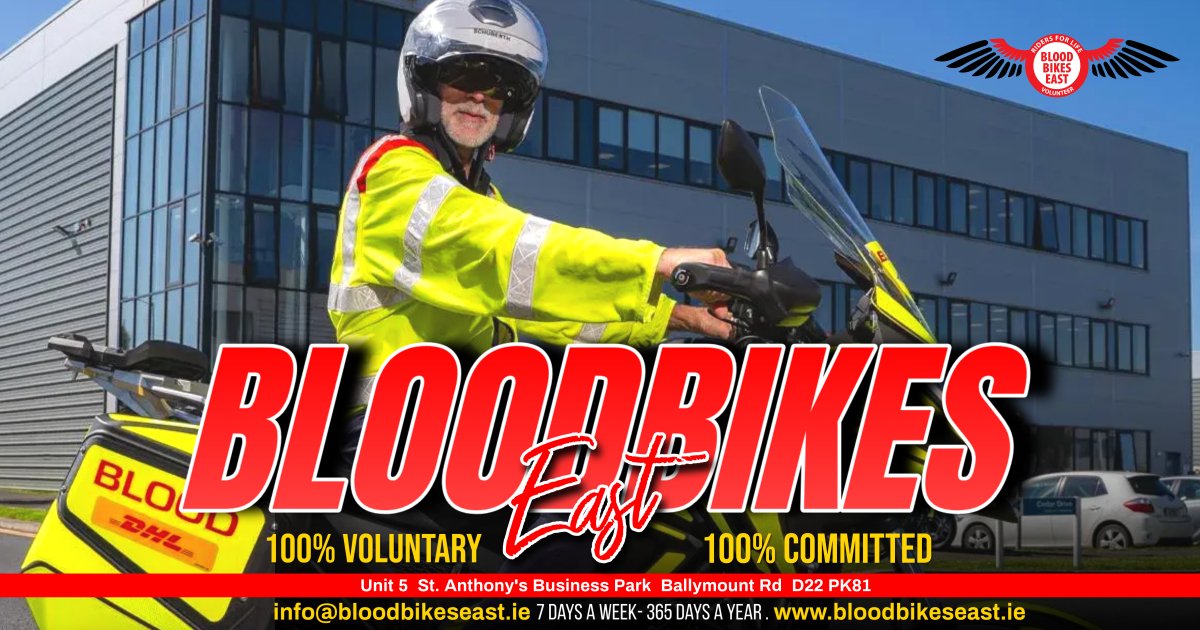 Blood Bikes East (@bloodbikeseast) on Twitter photo If your company is thinking of supporting a charity this December, Please consider our group. New sponsors are essential to maintaining our work throughout the year.
Get in Touch Today. info@bloodbikesEast.ie If your company is thinking of supporting a charity this December, Please consider our group. New sponsors are essential to maintaining our work throughout the year.
Get in Touch Today. info@bloodbikesEast.ie