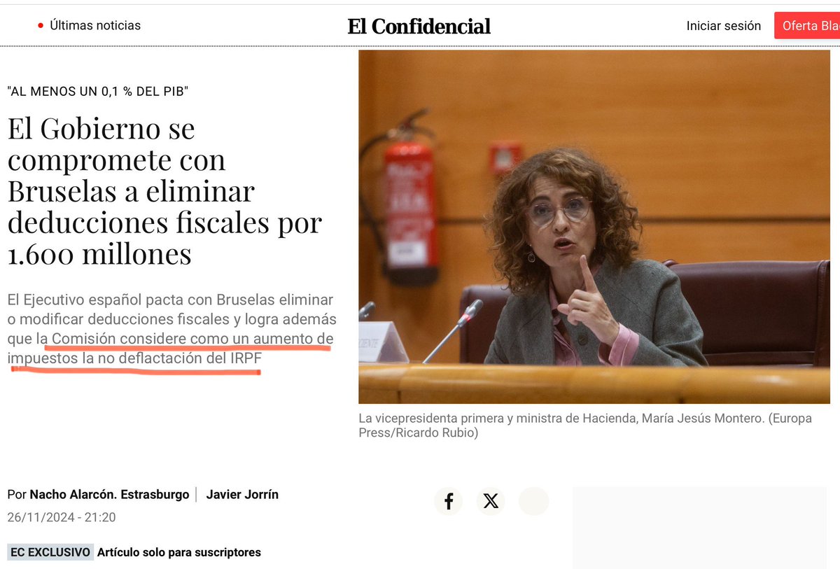 davmiranda's tweet photo. Efectivamente, la negativa a deflactar de tarifas del IRPF es un impuesto adicional, como bien ha explicado el Gobierno a la Comisión Europea en su plan de ajuste fiscal. https://t.co/YTYYoV7FGj