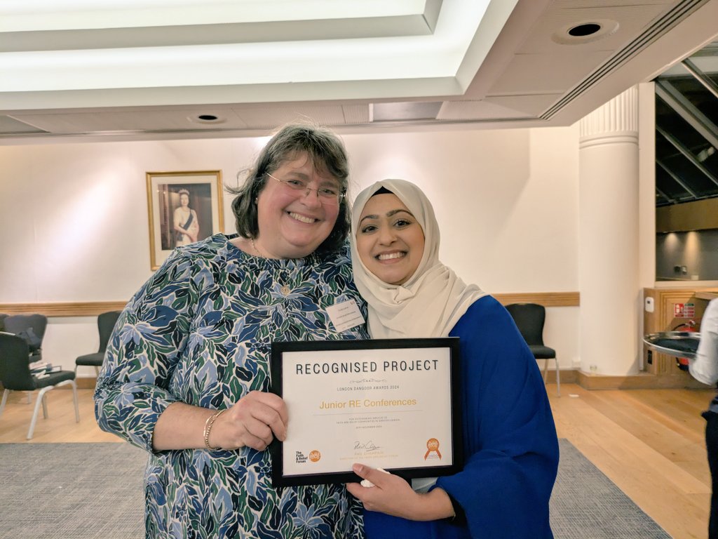 ClaireClinton67's tweet photo. It was at late night, unusual for me on a Tuesday, but super thrilled for @BDSIPEd and the LA to have been awarded this prize for work with our schools in Religious Education interfaith #LDA24 @faithbelieforum Well done Ms Nadeem &amp; schools who attended the Junior RE conferences! https://t.co/IprOLD56kd