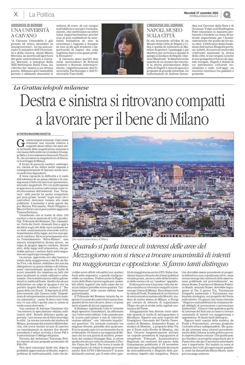 Al momento opportuno il P.U.N. (Partito Unico del Nord) si compatta. E senza alcuno scandalo vara i condoni che servono.