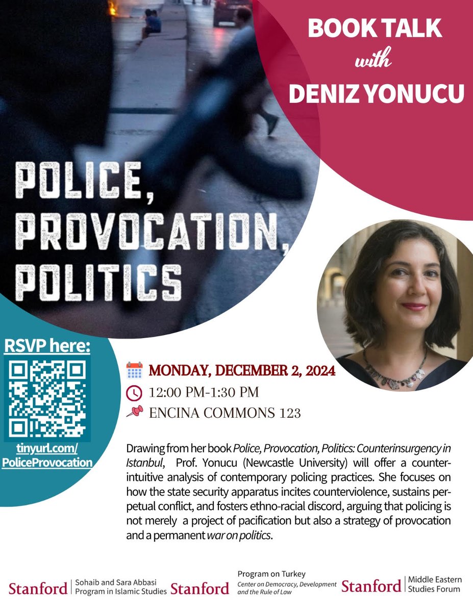 Newcastle Sociology (@nclsociology) on Twitter photo Join our colleague <a href="/denizyonucu/">Deniz Yonucu</a> who will be discussing her book Police, Provocation, Politics: Counterinsurgency in Istanbul on 2nd December. #IslamicStudies, <a href="/Stanford/">Stanford University</a> University Join our colleague <a href="/denizyonucu/">Deniz Yonucu</a> who will be discussing her book Police, Provocation, Politics: Counterinsurgency in Istanbul on 2nd December. #IslamicStudies, <a href="/Stanford/">Stanford University</a> University