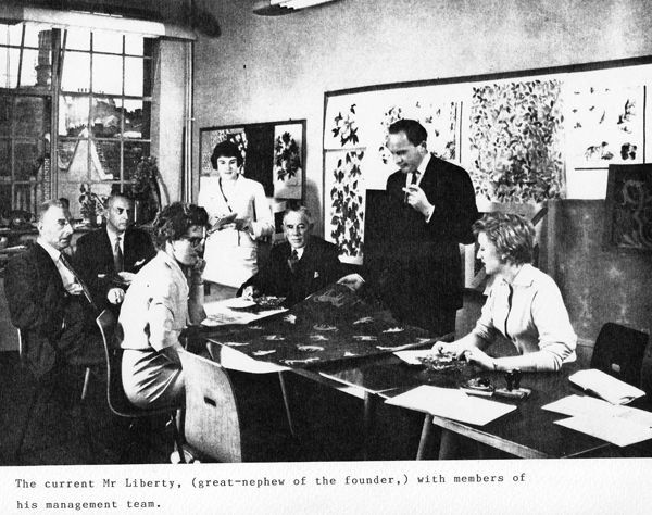 Wandle_WIM's tweet photo. Wednesday Archive Day.  Today's photo from our archive shows the great nephew of Arthur Liberty (standing) with the management team for the Liberty Print Works at Merton Abbey. Liberty had their textiles printed at Merton Abbey for over 70 years. Visit the museum and learn more. https://t.co/bfugowVa8k