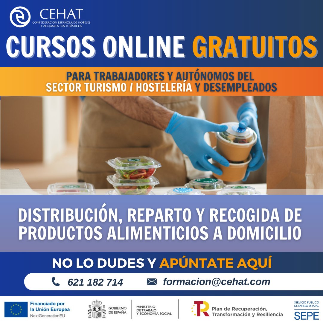 CEHATes's tweet image. ¡Optimiza tu servicio con nuestro curso sobre Distribución, reparto y recogida de productos alimenticios a domicilio! 🚚

📅 50 horas
💸 ¡Totalmente gratuito!
🌐 Online
🔗 bit.ly/4cfhOzY

📧 formacion@cehat.com 📱 621182714

#cehat #distribución #repartoadomicilio