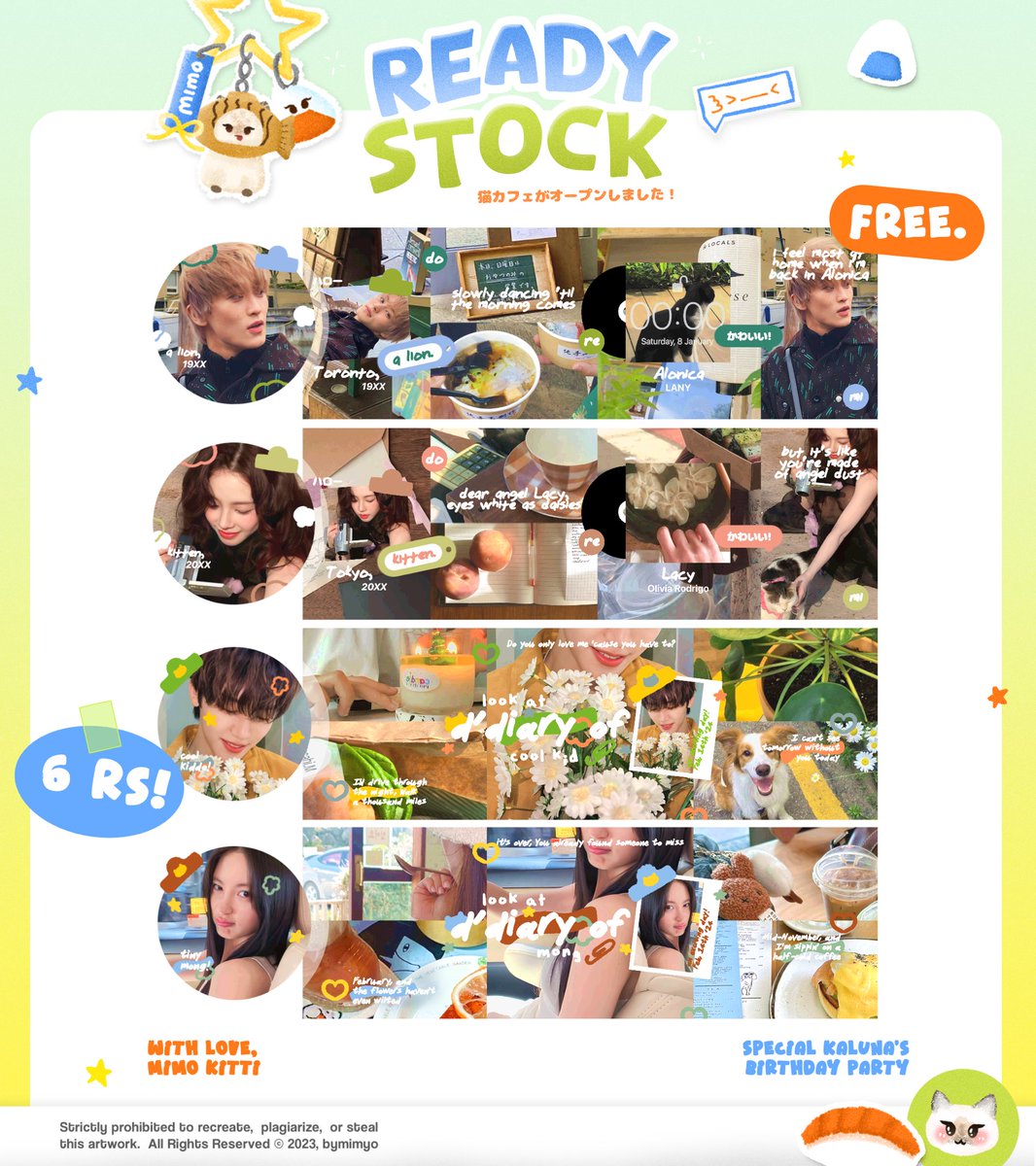 🍀 help REPOST! makaci yaa

today is #USagiDay 🎀🎂 mimo bawa 6 layout FREE RS : meyodies + diary mong yang sudah disponsori oleh our bday girl, kak kaluna @meoswy 🥣 >__ō 🍰 jemput by reply at 19.09 WIB yang ada di thread ini! scroll for more surprise 🌸

tags. #zonauang #zonaba