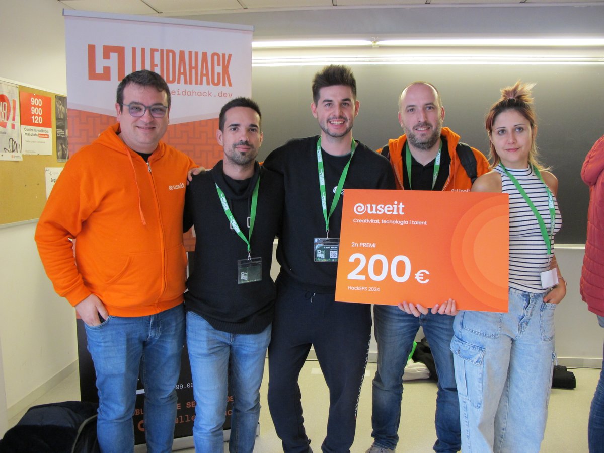 useit_software's tweet photo. Aquest cap de setmana, la innovació i el talent van brillar a la VIII edició de la @hackeps 🚀

Aquesta hackató organitzada per @lleidahack a la @EPS_UdL ha estat tot un èxit, i volem donar l'enhorabona a tots els participants que vau formar part del nostre repte. https://t.co/n3X52cFkT7