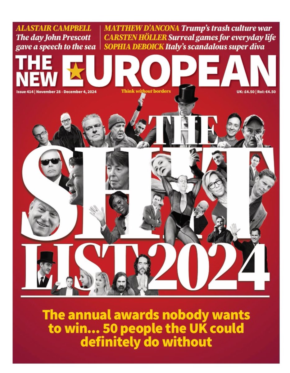 This week’s paper on sale tomorrow (with subscribers today… join them!) 

THE SHIT LIST 2025