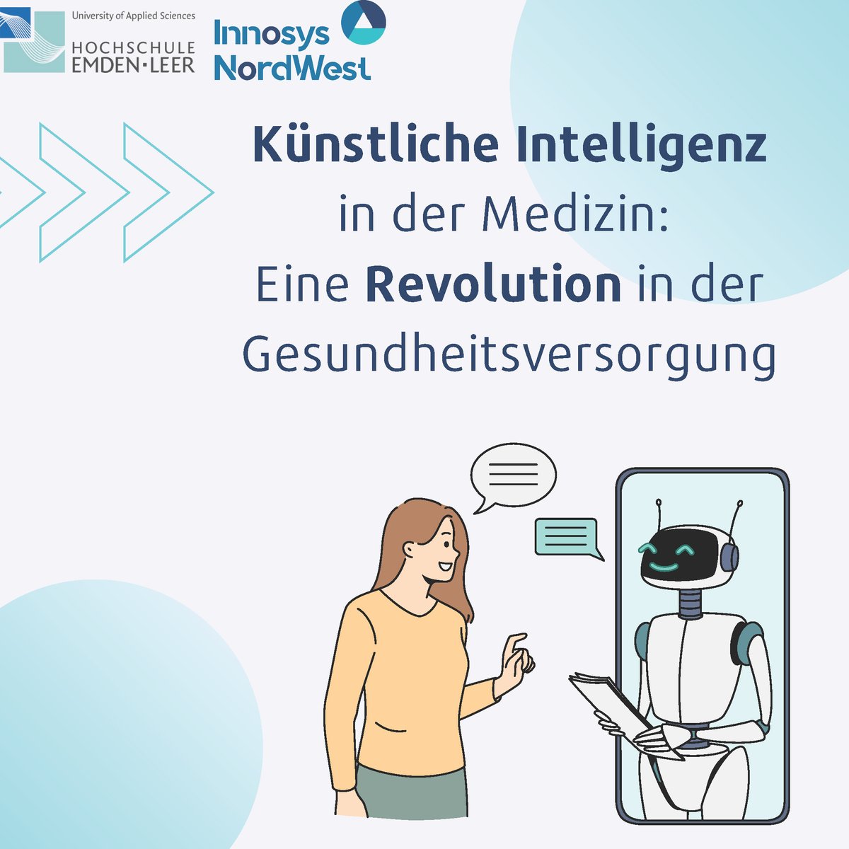InnosysNW's tweet photo. Künstliche Intelligenz: Die Zukunft der Medizin?
KI unterstützt Ärzt*innen bei Diagnosen, entwickelt personalisierte Therapien und optimiert Abläufe im Krankenhaus. Sie könnte das Gesundheitswesen revolutionieren, bringt aber auch Herausforderungen mit sich... https://t.co/POqWhv2ENZ