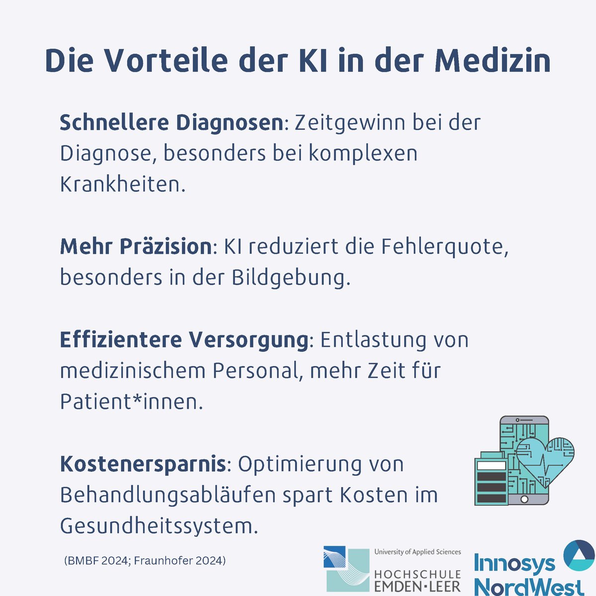 InnosysNW's tweet photo. Künstliche Intelligenz: Die Zukunft der Medizin?
KI unterstützt Ärzt*innen bei Diagnosen, entwickelt personalisierte Therapien und optimiert Abläufe im Krankenhaus. Sie könnte das Gesundheitswesen revolutionieren, bringt aber auch Herausforderungen mit sich... https://t.co/POqWhv2ENZ
