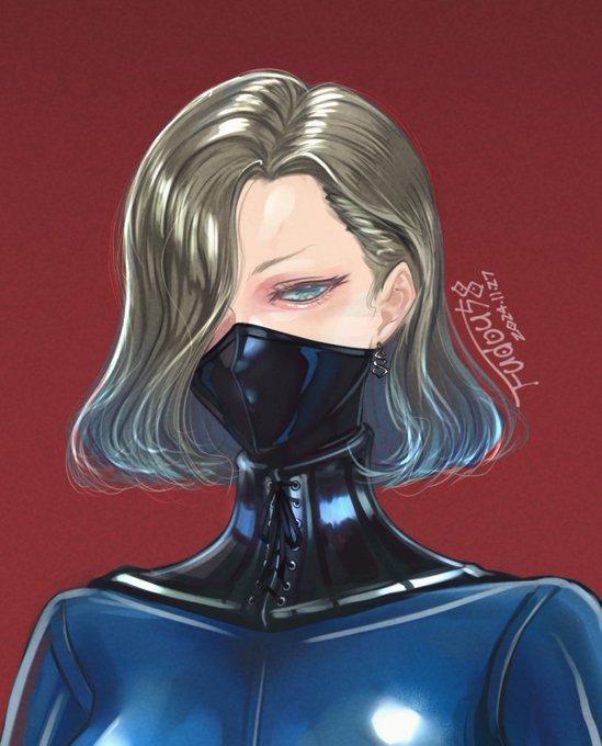 以前描きかけだった遥さんのラバードレスイラストを新刊用に仕上げております。
顔も描き直ししてラバーマスクをつけてみました☺️
遥さんはラバーマスク似合うなぁ。 