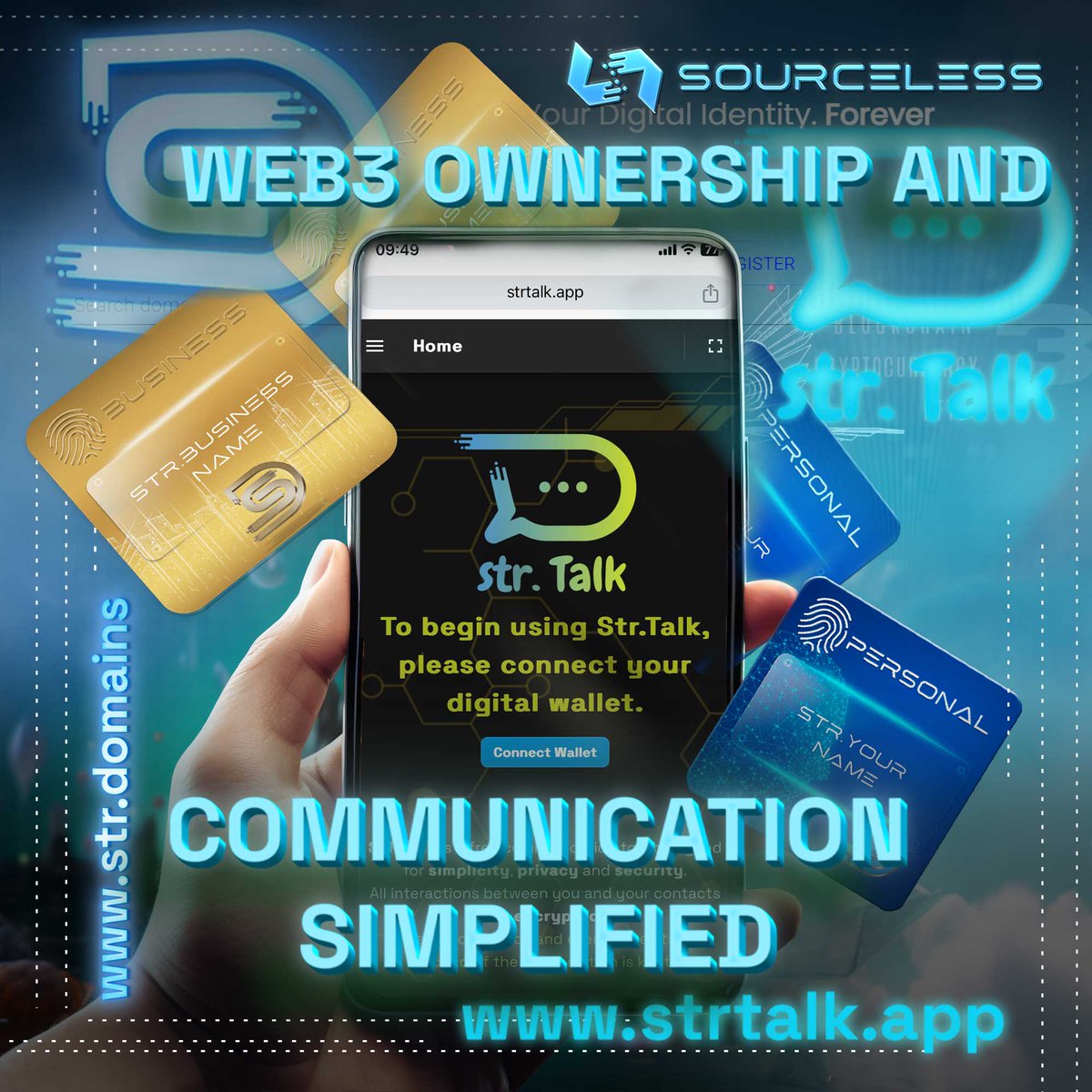 SourcelessB's tweet photo. 🚀 #STRDomains &amp; #STRTalk = The Future of Web3 Communication! 💬🌍

Unlock secure, decentralized messaging with STR Domains. Say goodbye to Web2 logins &amp; hello to private, efficient, &amp; safe connections on STR Talk!

🔗 https://t.co/bMNG62ba9z
🔗 https://t.co/TgiF9AfTAO

#Web3 https://t.co/0Xg2PApyDW