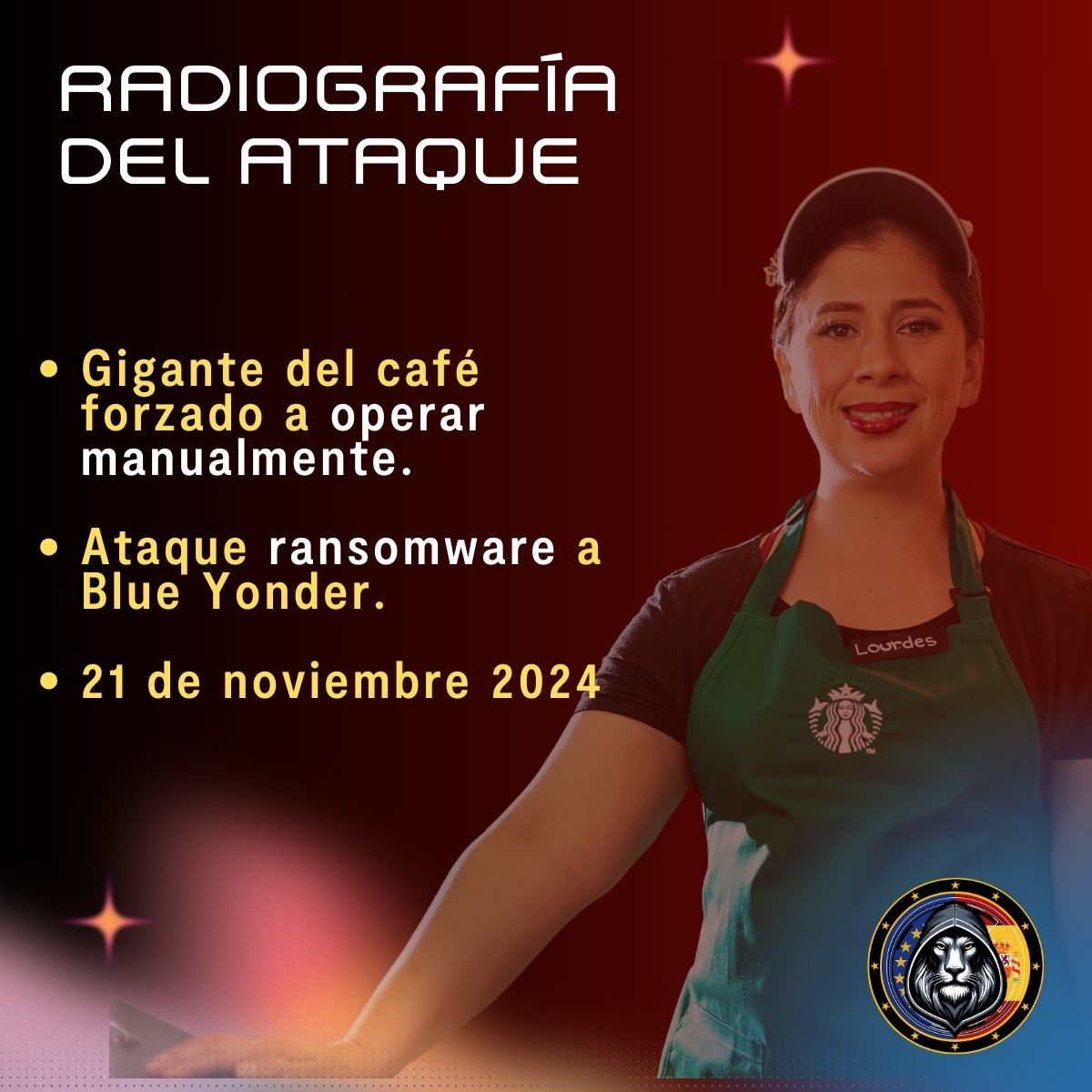 deepcodes's tweet photo. 🚨 Starbucks víctima de ransomware: obligados a usar papel tras ataque a Blue Yonder. 86% de ataques en festivos. 

Desde deepcødes, protegemos tu negocio con hacking ético🦁 

#CyberSecurity #Ransomware #deepcodes https://t.co/aQ6b5KKHdh