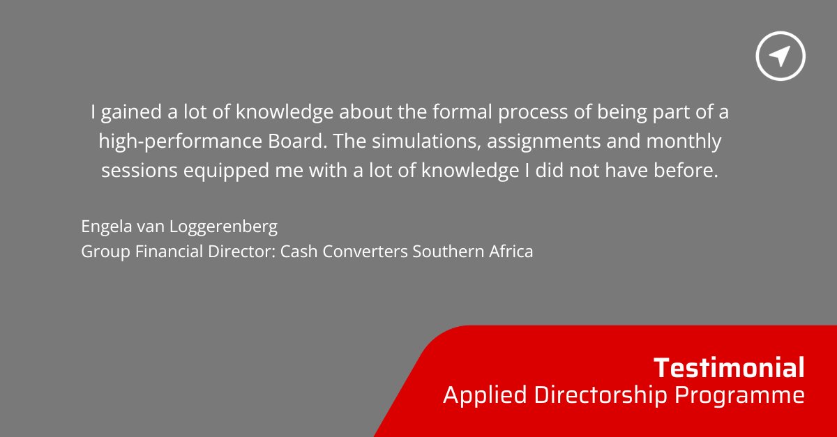 SirdarGroup's tweet image. Join the likes of Engela van Loggerenberg who found immense value in our Applied Directorship Programme.

Find out programme details from @Timrh at noon on 3 December: us02web.zoom.us/webinar/regist…

#Sirdar #BoardroomEducation #DirectorTraining