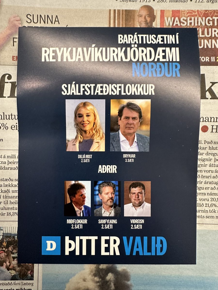 Þú veist að staðan í pólitíkinni er upp í loft þegar XD er farið að auglýsa 2. sætið í Reykjavík sem baráttusæti. Framan á Mogga í Hlíðahverfi í morgun.