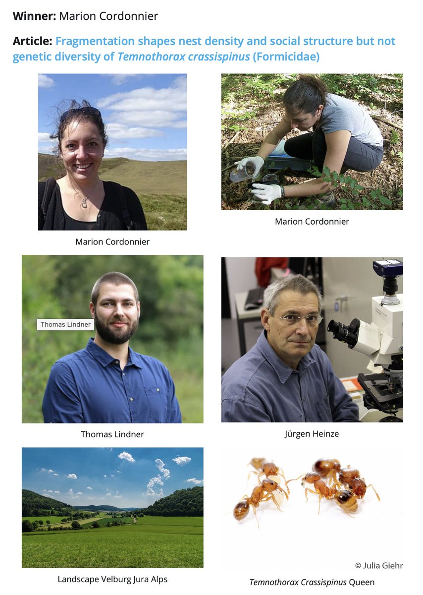 Population Ecology (@populationecol) on Twitter photo THE 5th POPULATION ECOLOGY YOUNG AUTHOR AWARD🏆
Congrats to Marion Cordonnier <a href="/Dr_M_Cordonnier/">Marion Cordonnier</a>👏
"Although genetic diversity was not correlated to fragmentation, this study provides valuable results with a fine spatial scale that covers all forest..." (from AWARD ANNOUNCEMENT) THE 5th POPULATION ECOLOGY YOUNG AUTHOR AWARD🏆
Congrats to Marion Cordonnier <a href="/Dr_M_Cordonnier/">Marion Cordonnier</a>👏
"Although genetic diversity was not correlated to fragmentation, this study provides valuable results with a fine spatial scale that covers all forest..." (from AWARD ANNOUNCEMENT)