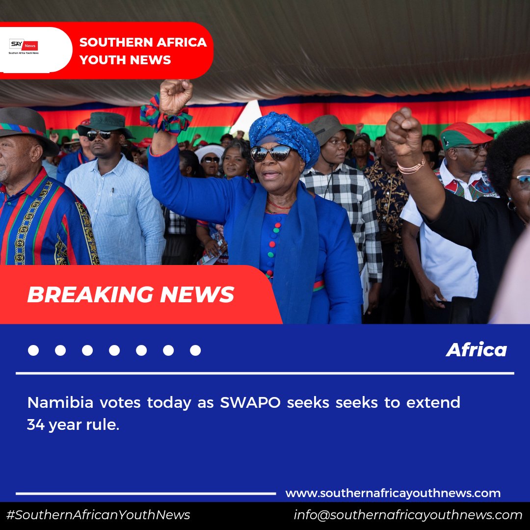 📌Namibia votes today as SWAPO seeks seeks to extend 34 year rule.
#SouthernAfricaYouthNews #NamibiaVotes2024