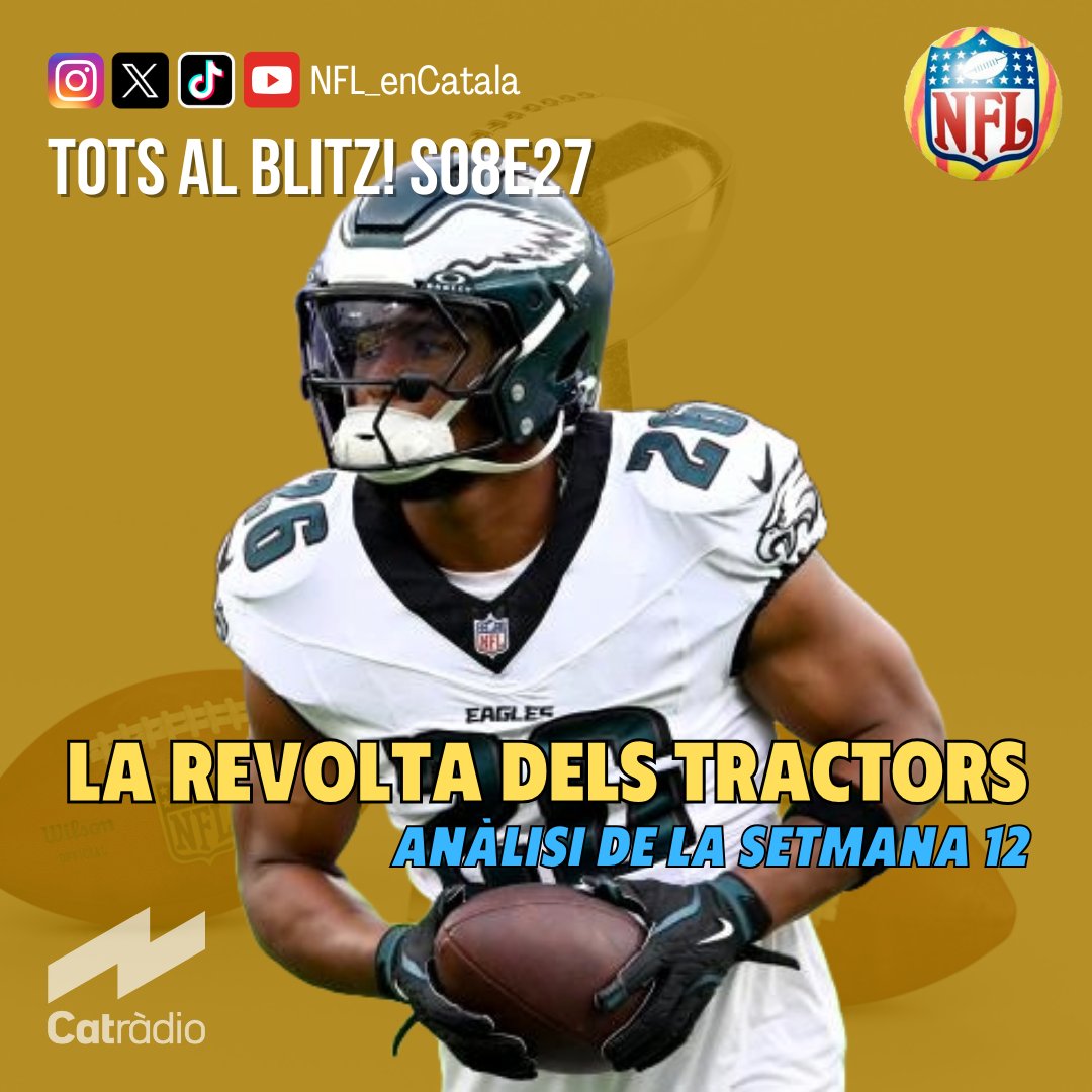 NFL_enCatala's tweet photo. 🏈👉 Tots al Blitz! S08E27 👈🏈
🚜 Tractorada a la porta de l'NFL reclamant millors sous.
🤯 També analitzem el més destacat de la jornada 12.
🛞 I La Roda de Partits! Links al següent missatge
(👇)
#NFLcat https://t.co/8qQN5kvAJ9