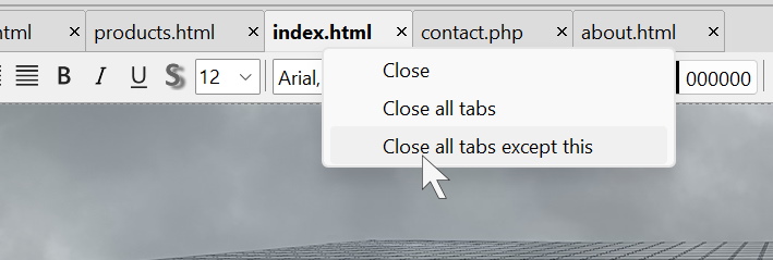 It's such a small feature but improves productivity a lot.
Don't know why I haven't added this before - but it will be included in the next update - context menu for closing tabs: