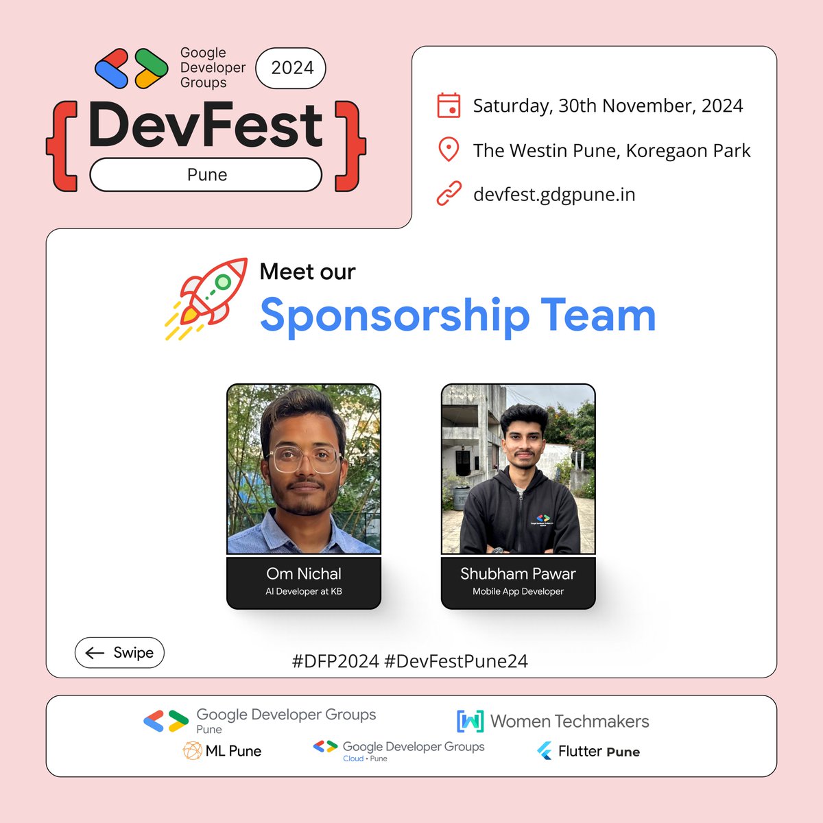 GDGPune's tweet photo. Say Hello to the brilliant minds behind the company collaboration at DevFest Pune 2024! 👩🏻💻
Kudos to our talented team! 👏
#DevfestPune2024 #GDGPune #DFP2024 #gdgcommunity #DevFestCompanyCollaborationTeam #Sponsorship https://t.co/iJlzHAcfZA