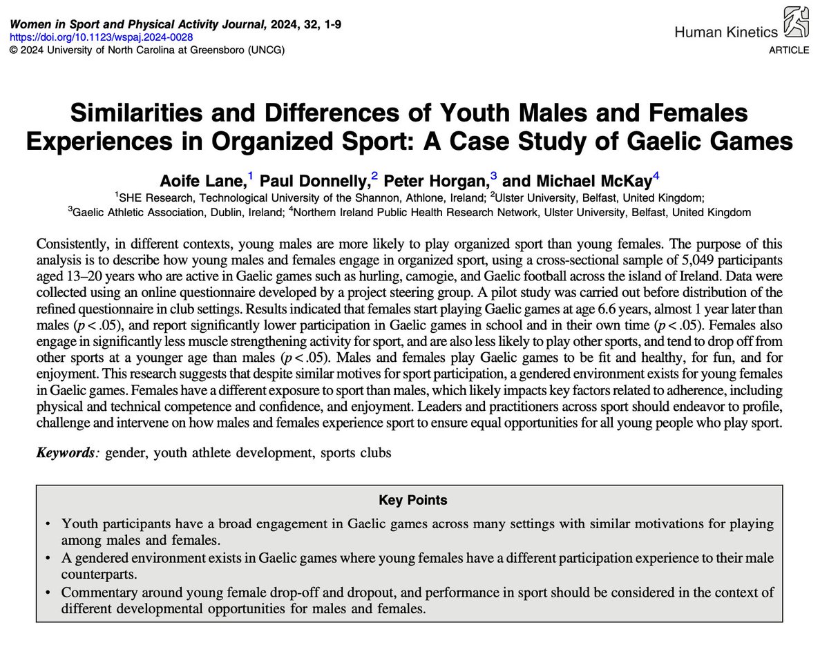 Aoife Lane (@aoifemlane) on Twitter photo The Youth Participation Study in Gaelic Games provides many insights. Good to be able to share this data on youth males and females experiences in Gaelic Games in <a href="/Human_Kinetics/">Human Kinetics</a> and to work with Michael McKay, <a href="/PD_Sport1/">Paul Donnelly</a> and Peter Horgan. The Youth Participation Study in Gaelic Games provides many insights. Good to be able to share this data on youth males and females experiences in Gaelic Games in <a href="/Human_Kinetics/">Human Kinetics</a> and to work with Michael McKay, <a href="/PD_Sport1/">Paul Donnelly</a> and Peter Horgan.