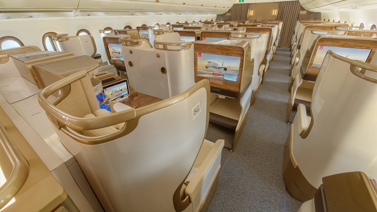 emirates's tweet photo. It's finally here! The Emirates A350 has officially arrived in Dubai.

Featuring the latest-generation cabin interiors, our highly sought-after Premium Economy, and the same exceptional service you've come to expect, the A350 has elegance in every detail. https://t.co/wgi83irfVI https://t.co/q5rxWle11Q