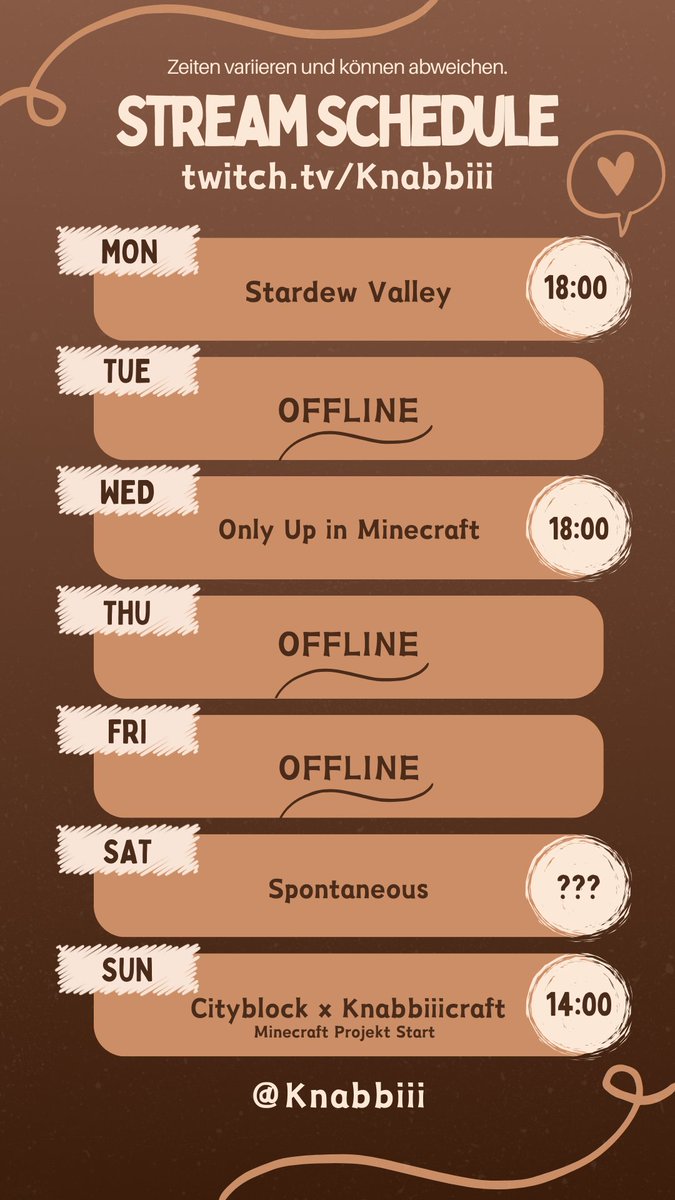 Stream Schedule :3