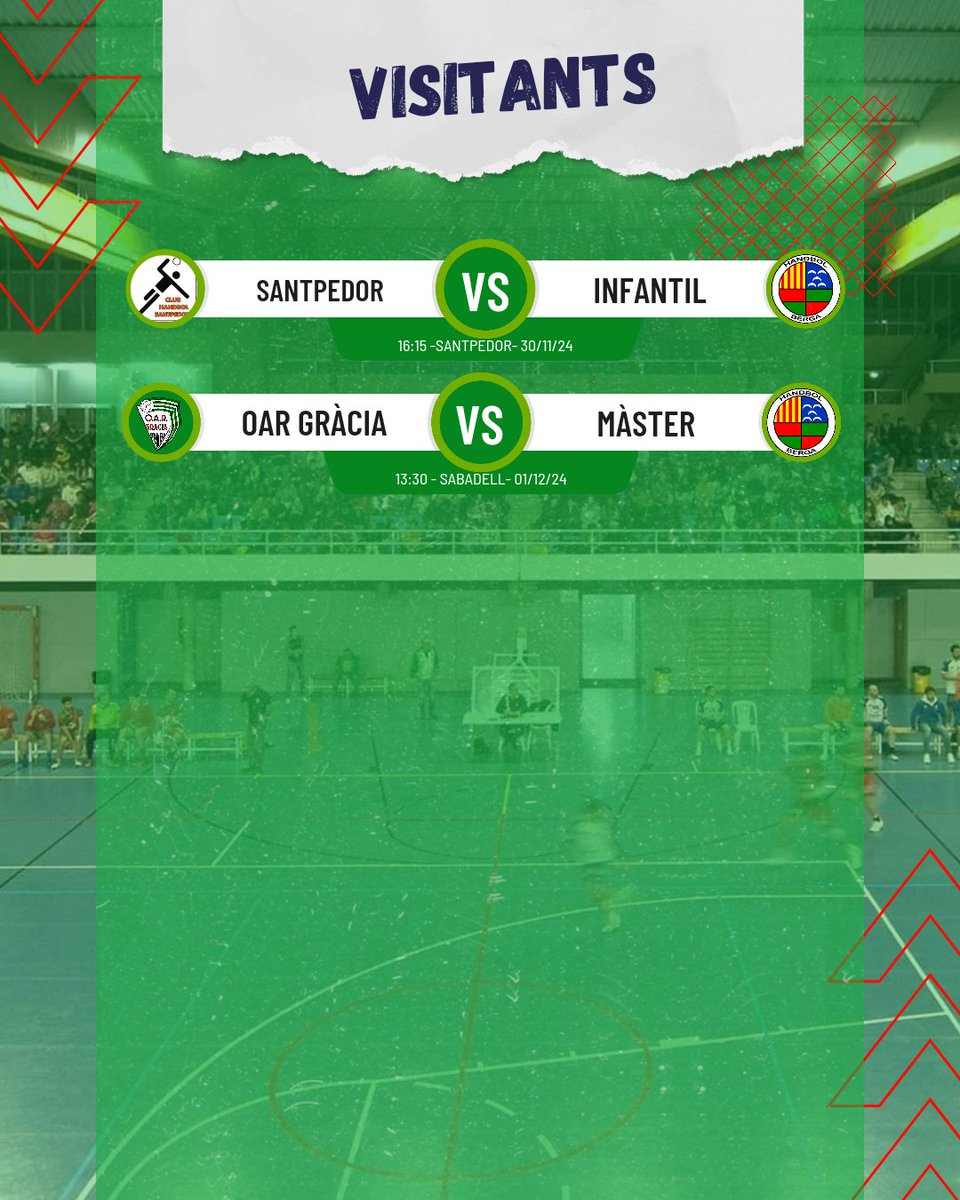 HandbolBerga's tweet photo. Partits de la jornada 🙌❤️💚
🔥Cap de setmana ple d'handbol al Municipal🤾‍♀️🤾 https://t.co/19u4iWN9Q3