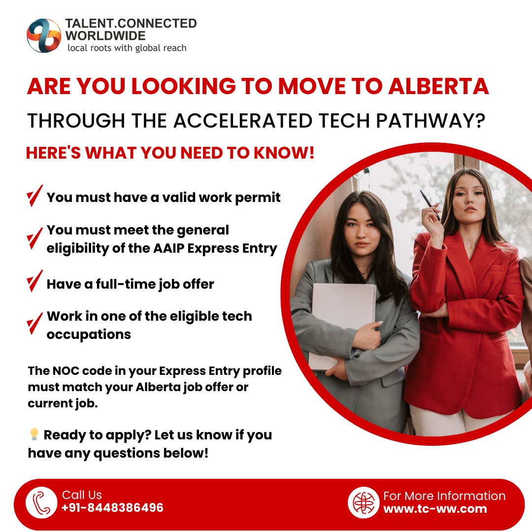 TalCoWW's tweet image. Want to kickstart your tech career in Alberta? The Accelerated Tech Pathway could be your route!

#AlbertaTech #Immigration #TechCareers #ExpressEntry #MoveToCanada #TechJobs #CanadaImmigration #SkilledWorkers #WorkInTech