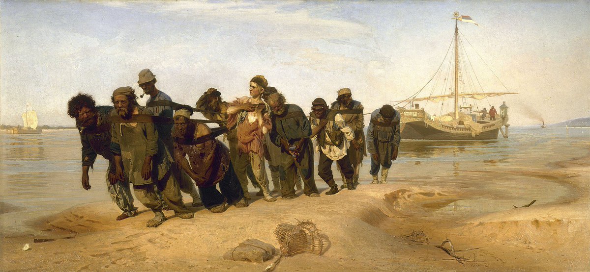 TomDeChazeaux's tweet photo. @CultureExploreX Barge Haulers on the Volga by Ilya Repin. IYKYK https://t.co/FysLE2zCmb