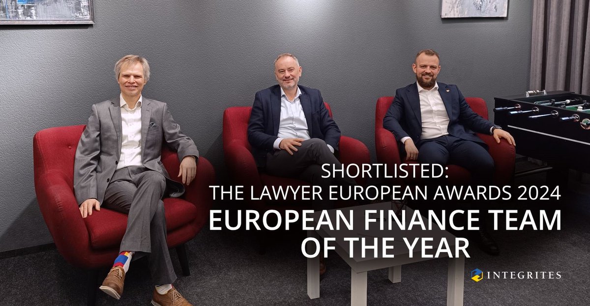 INTEGRITES's tweet photo. 🎉 We're thrilled to announce that INTEGRITES' innovative solution for property-backed bond issue, which empowers non-banking institutions (including law firms) to administer such instruments, is shortlisted for the Lawyer European Awards 2024: European Finance Team of the Year! https://t.co/Ao1Hnnodp3