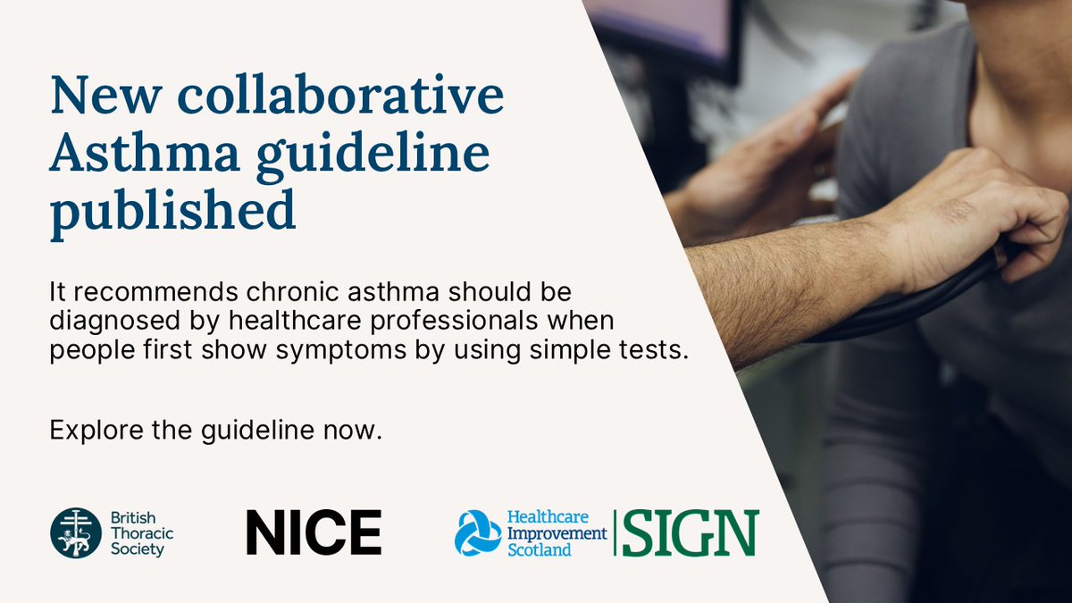 NICE (@nicecomms) on Twitter photo 📢New UK-wide asthma guideline launched
Developed by <a href="/BTSrespiratory/">British Thoracic Society (BTS)</a>, NICE and <a href="/signguidelines/">SIGN Guidelines</a> it revolutionises asthma diagnosis and treatment by recommending combination treatments instead of ‘reliever-only’ inhalers for newly diagnosed cases.
🔗nice.org.uk/news/articles/… 📢New UK-wide asthma guideline launched
Developed by <a href="/BTSrespiratory/">British Thoracic Society (BTS)</a>, NICE and <a href="/signguidelines/">SIGN Guidelines</a> it revolutionises asthma diagnosis and treatment by recommending combination treatments instead of ‘reliever-only’ inhalers for newly diagnosed cases.
🔗nice.org.uk/news/articles/…