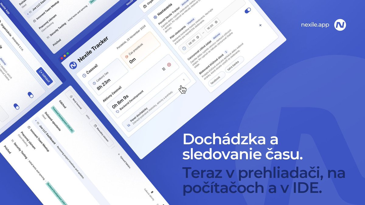 nexileapp's tweet photo. 🚀 Dochádzka a sledovanie času priamo v prehliadači, na počítači aj v IDE.

Vyskúšajte Nexile a zjednodušte si prácu.

🌐 https://t.co/jvMd4QCa76

#Dochádzka #Efektivita #NexileApp" https://t.co/CjoZpzb0Wh