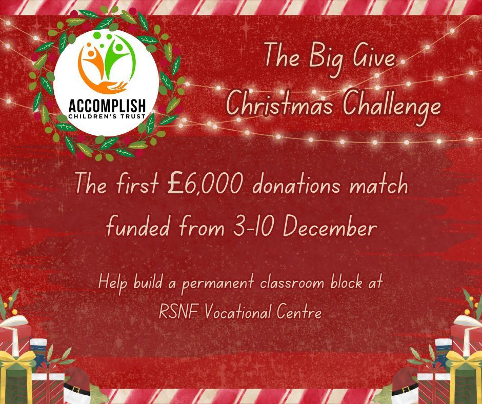 6 days to go until the Big Give's match-funded #ChristmasChallenge where the first £6,000 donations to ACT via this link buff.ly/4f6U6Ye will be doubled! 

Put the dates in your diary (3-10 December) and save the link to double your impact.
