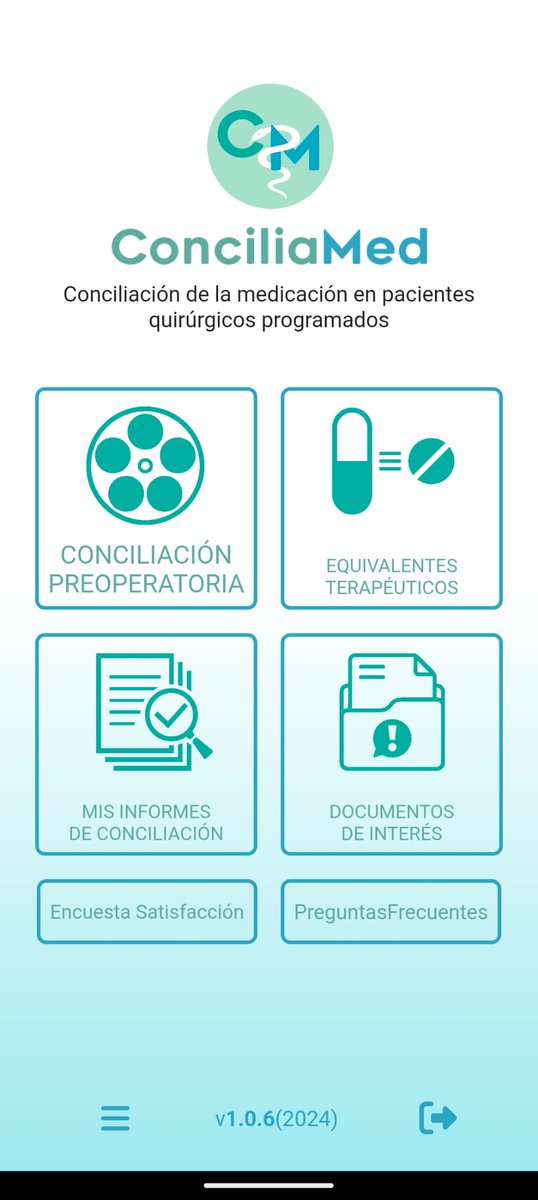 sefh_'s tweet photo. #App Conciliamed 👉🏻Herramienta para conciliación de la medicación en pacientes quirúrgicos programados

Incluye recomendaciones para conciliar antes, durante y después de la intervención, con posibilidad de obtener un informe para entregar al paciente o para otro profesional sanitario

📱Android: https://t.co/q9cUjleDxe
💻Web: https://t.co/jwjT8IbqGt