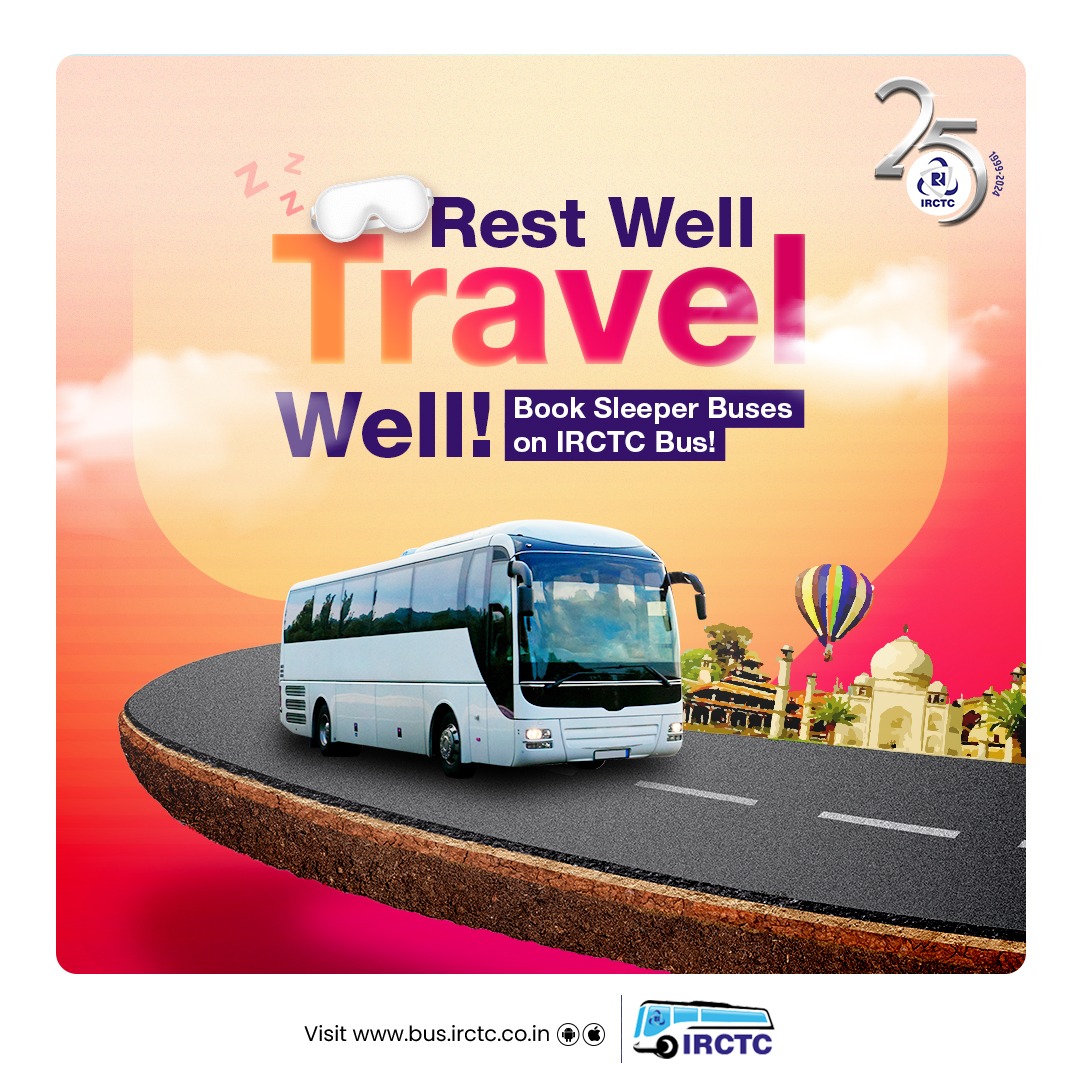 IRCTCofficial's tweet photo. Make your journeys comfortable with sleeper buses! 

Book tickets easily on IRCTC Bus and enjoy a cozy, uninterrupted ride to your destination. 

Go to https://t.co/M9o7cQQQDZ to book tickets. 

#IRCTCBus #SleeperBus #ExploreIndia #Travel #IRCTCBusBooking #EasyBooking #ThinkTravelThinkIRCTC #IRCTCForYou #IRCTCAt25 #DekhoApnaDesh