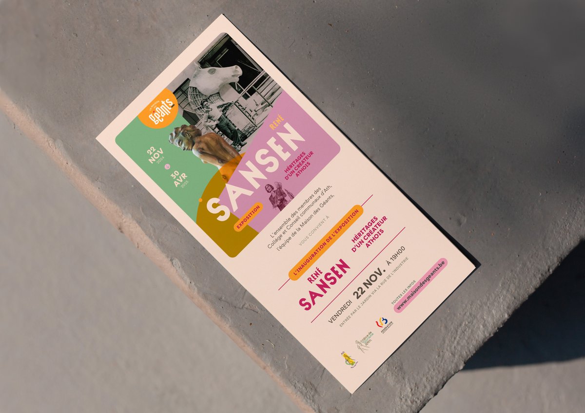pascallienard's tweet photo. I created a range of promotional assets for the ‘René Sansen - Héritages d'un créateur athois’ exhibition for Maison des Géants - Office du Tourisme d'Ath - including posters, invitation, digital visuals and a large exhibition wall panel https://t.co/5usgdxANkO https://t.co/uU7juyVnZt
