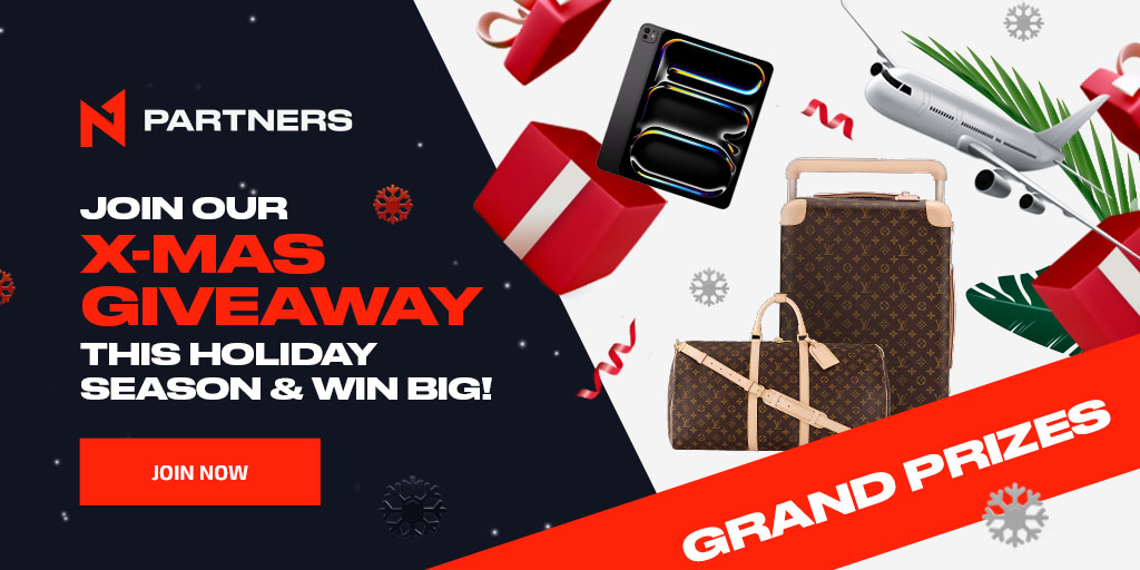 N1Partners_'s tweet photo. From December 1 to 31, partners with 50+ FTD will enter to win 5 𝐀𝐢𝐫𝐏𝐨𝐝𝐬 𝐌𝐚𝐱. Top 3 DepSum partners will receive premium prizes: 
🥇 luxury trip to the Maldives, 
🥈 Louis Vuitton Travel Kit, and 
🥉 iPad Pro 13” (1TB). Ready to join? https://t.co/5kA83a7AtL https://t.co/5gsCU4DrHd