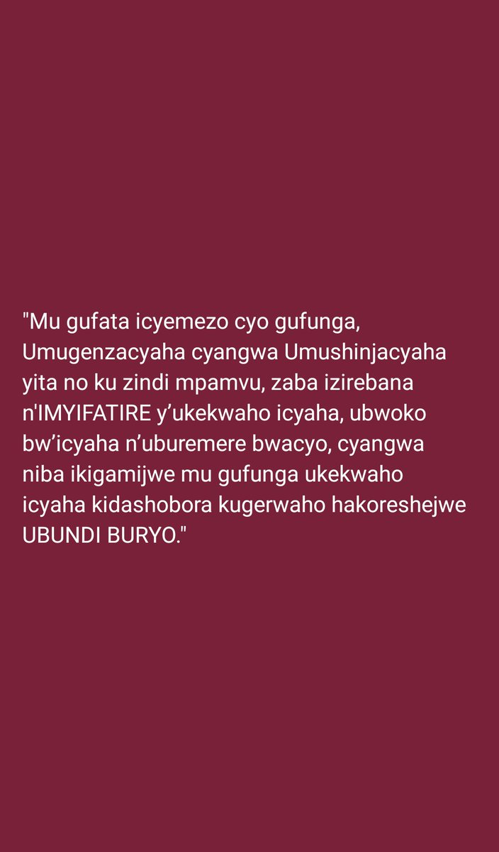 TalkLawRw's tweet photo. 🚩#GUFATA &amp; #GUFUNGA🚩

Hari ubwo Ubagenzacyaha n'Ubashinjacyaha birengagiza aho basabwa kwita ku zindi mpamvu no kuba hakoreshwa ubundi buryo butari #UGUFUNGA"

SOMA IBIKUBIYE MU NGINGO Y'ITEGEKO MUNSI UMBWIRE NIBA UBUVUGIZI BUDAKENEWE

@RIB_Rw @ProsecutionRw @JusticeSectorRw https://t.co/puqm823CXC