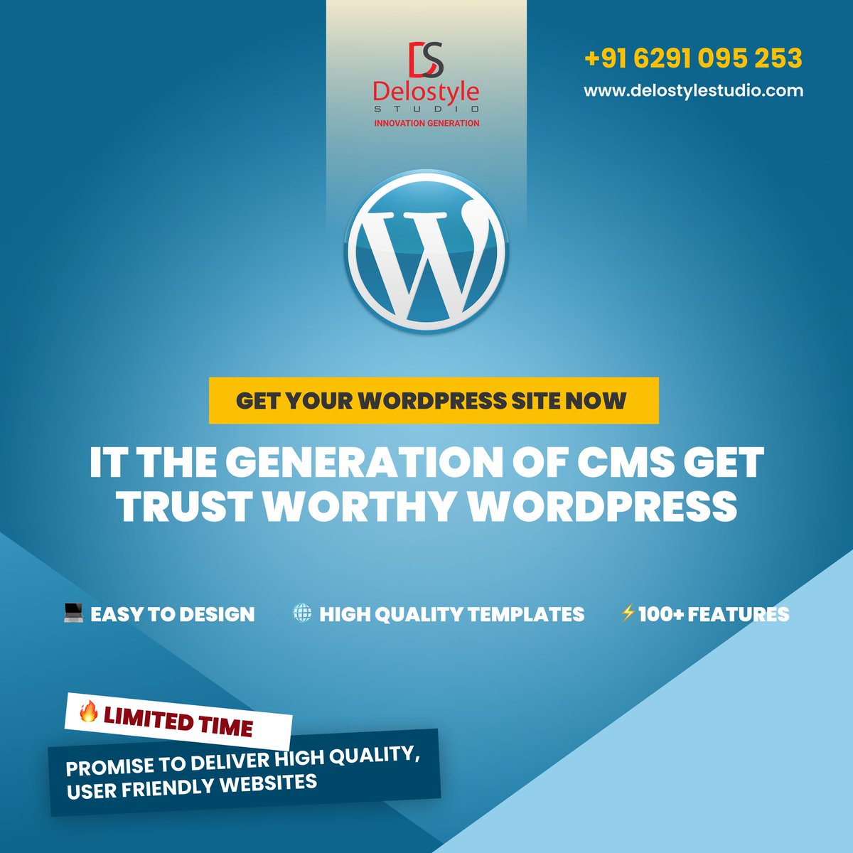 DeloStyleStudio's tweet photo. Ready to get your website online? Get your WordPress site now!
.
🌐 Learn more at https://t.co/F4HtddB3Ma
📞 Call us at +91 6291 095 253
✉️ Email us at care@delostylestudio.com 
#WordPressSite #WordPressDevelopment #WordPressDesign #WordPressTemplates #WordPressFeatures https://t.co/sJmYlLxLPG