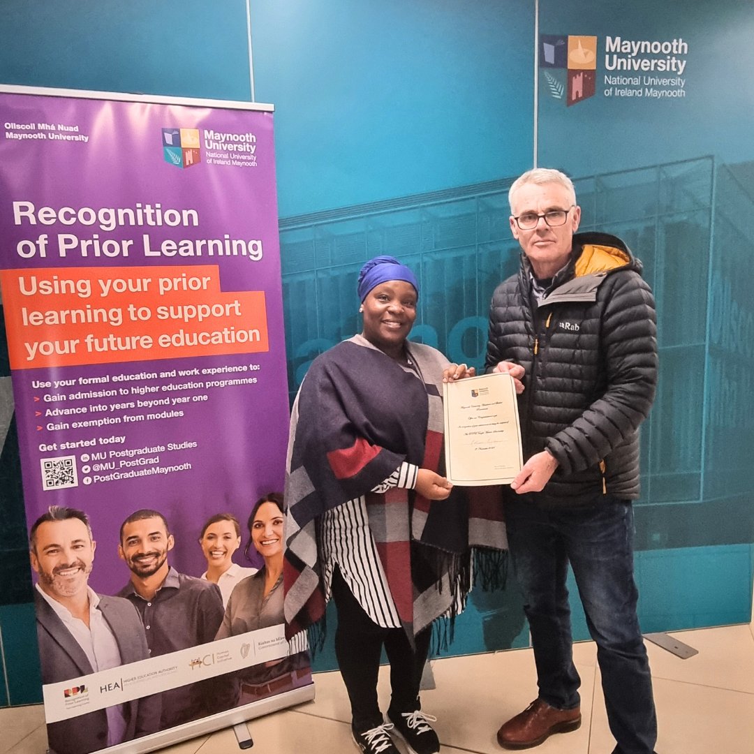MU_PostGrad's tweet image. Our last RPL recipient of a Taught Masters scholarship is Catherine Coughlan who received her award from the MA in International Peacebuilding, Security and Development Practice Programme Director, Dr Tom Campbell. @intdevmu