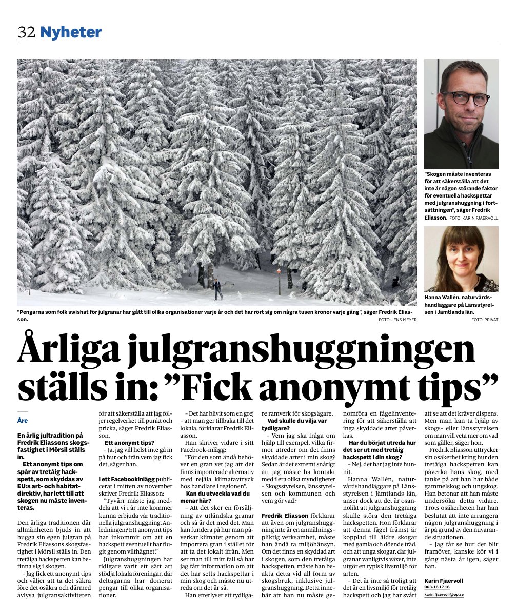 Dagens tillämpning av artskyddet skapar osäkerhet för landets skogsägare. För ett rättssäkert samhälle behövs lagstiftning som är tydlig och proportionerlig. 
#julenärhotad ;-)